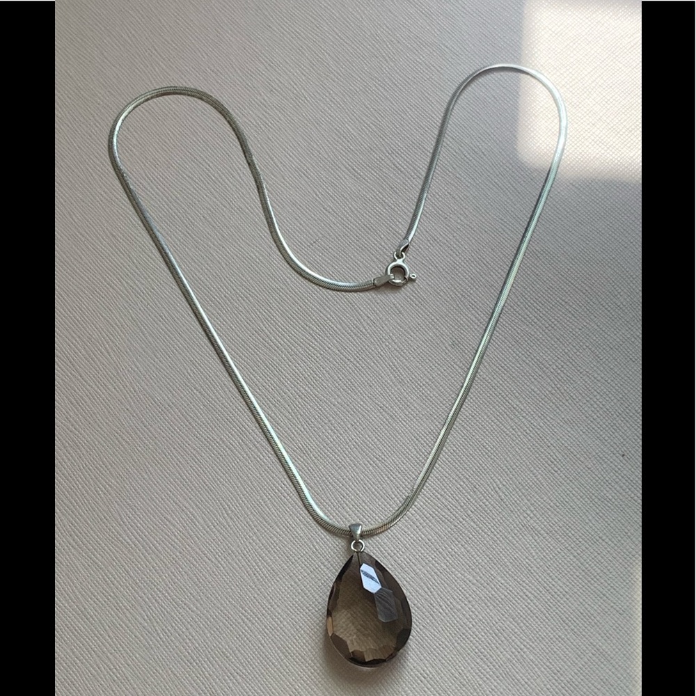 Brown topaz necklace -silver 925